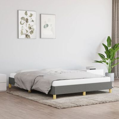 Cadru de pat fără saltea, gri închis, 140x200 cm, textil