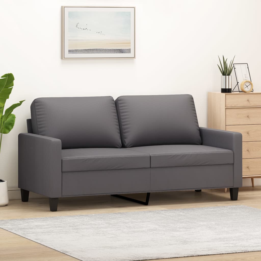 Canapea cu 2 locuri, gri, 140 cm, piele ecologică