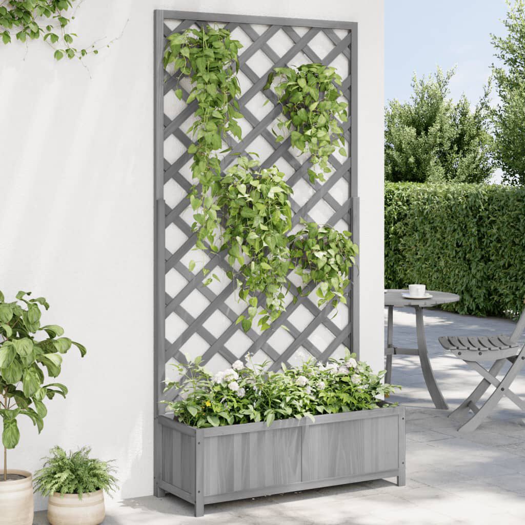 Jardinieră cu spalier, negru, lemn masiv de brad