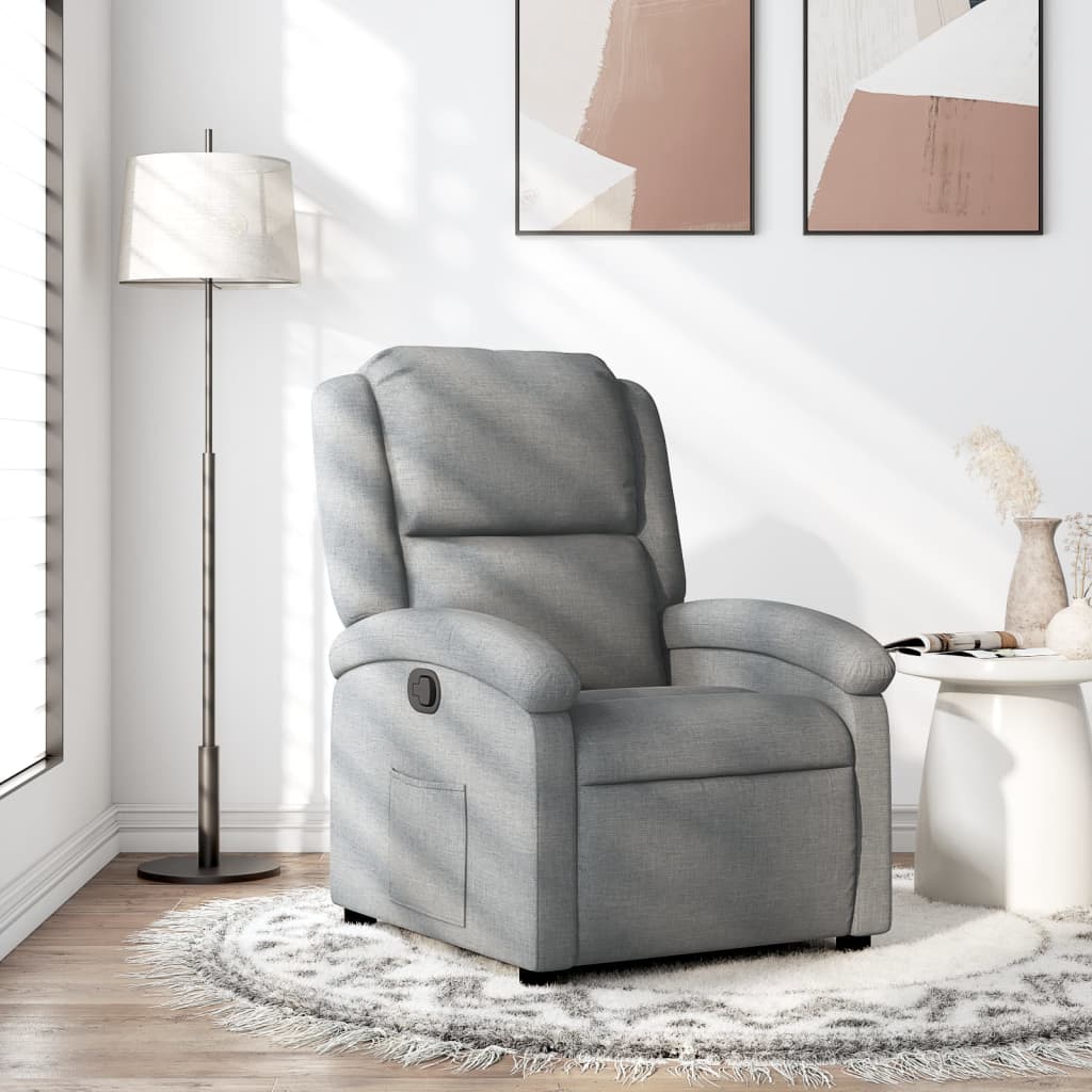 Fotoliu rabatabil, gri deschis, material textil