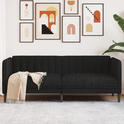 Canapea, 2 locuri, negru, material textil