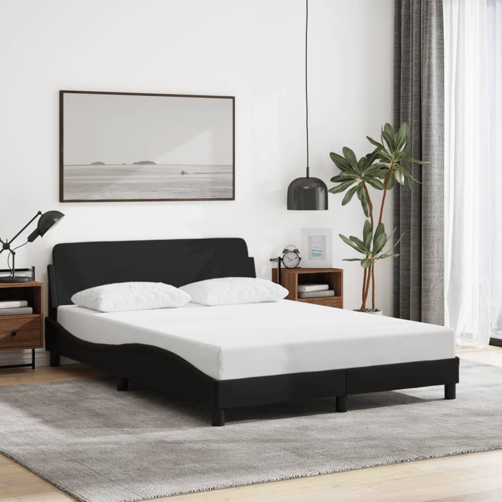 Cadru de pat fără saltea, negru, 140x200 cm, textil