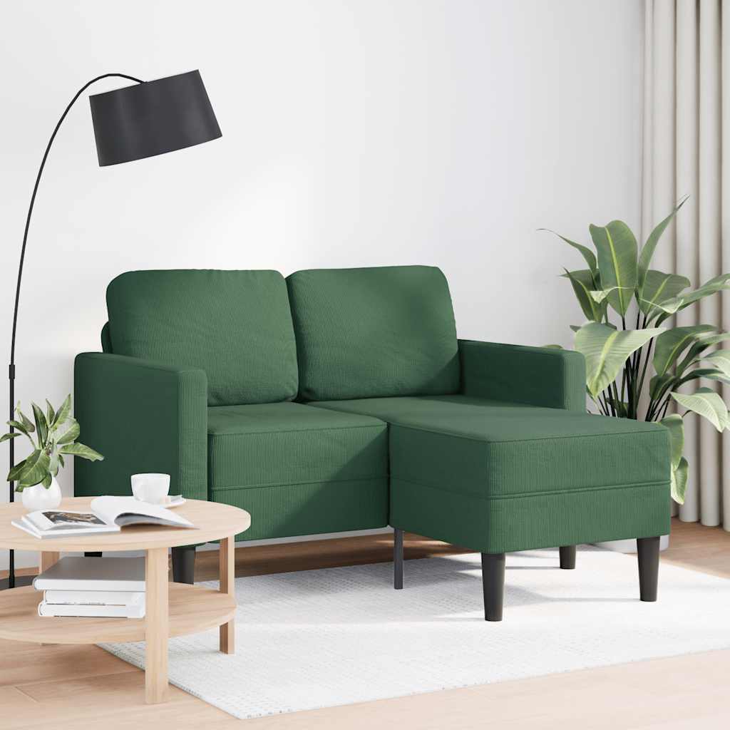 Canapea cu 2 locuri cu șezlong în formă L verde junglă 125cm in