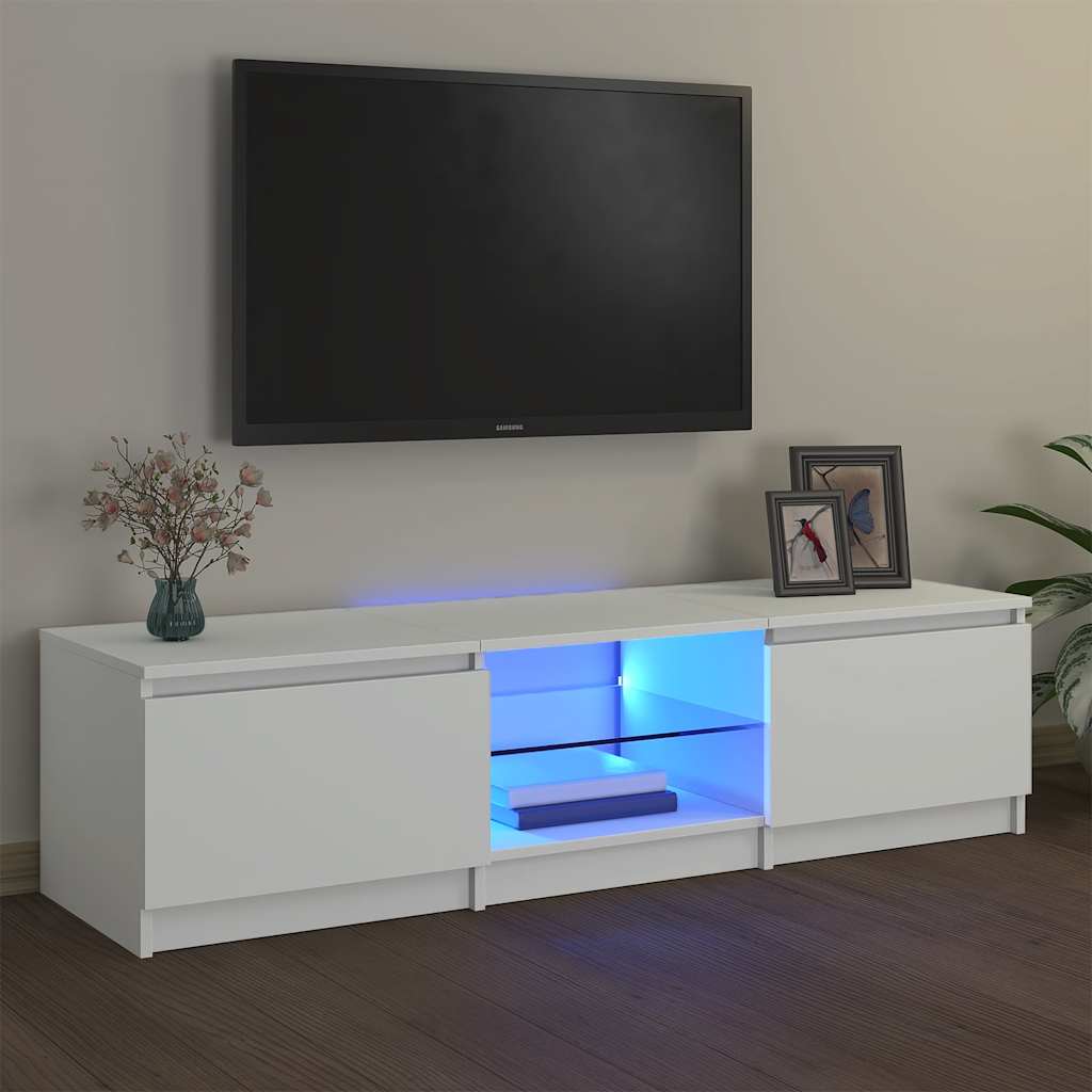 Comodă TV cu lumini LED, alb, 140x40x35,5 cm