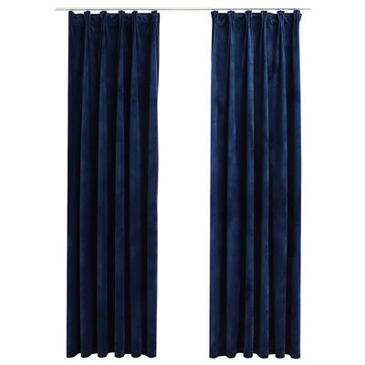 Draperii opace 2 buc. albastru închis 140x245cm catifea cârlige