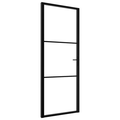 Ușă de interior, negru, 76x201,5 cm, sticlă ESG și aluminiu