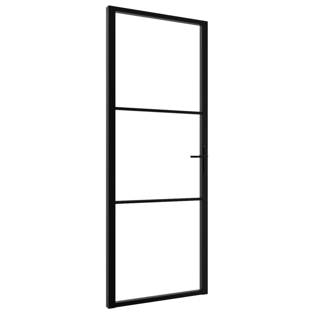Ușă de interior, negru, 76x201,5 cm, sticlă ESG și aluminiu