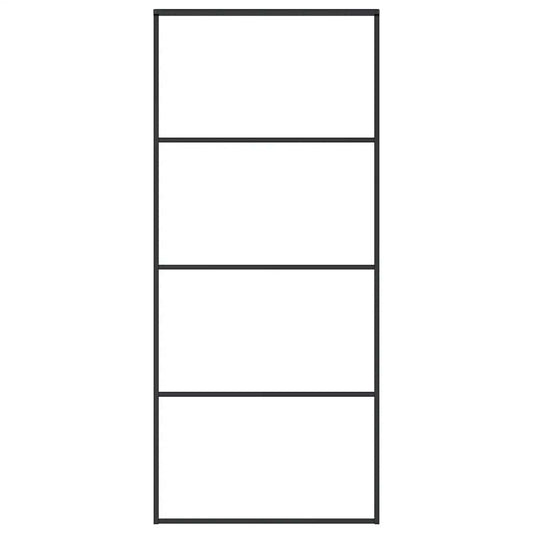 Ușă glisantă, negru, 90x205 cm, sticlă ESG mată și aluminiu