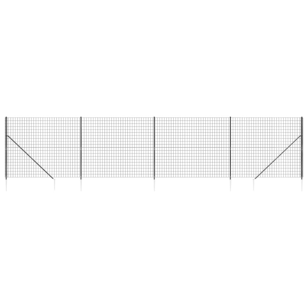 Gard plasă de sârmă cu țăruși de fixare, antracit, 1,8x10 m