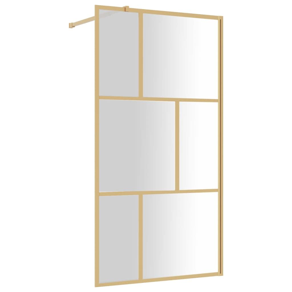 Paravan duș walk-in, auriu, 100x195 cm, sticlă ESG transparentă