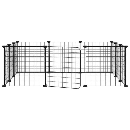 Cușcă animale de companie cu ușă 12 panouri negru 35x35 cm oțel