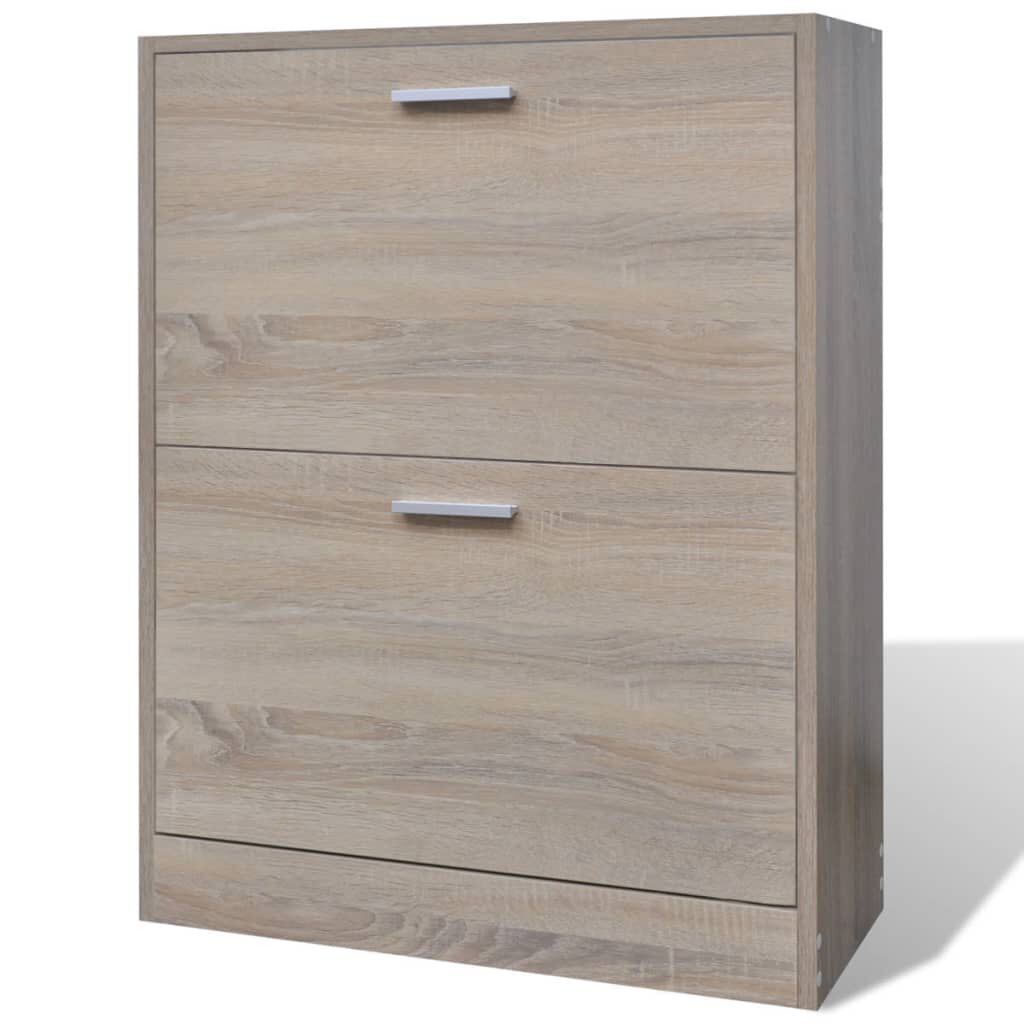 Pantofar cu 2 compartimente, lemn, aspect de stejar