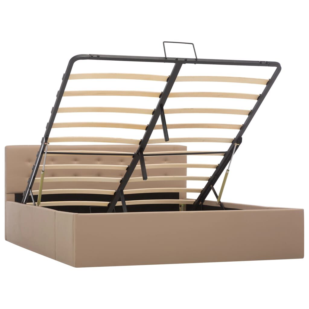 Cadru pat hidraulic, depozitare cappuccino 140x200 cm piele eco