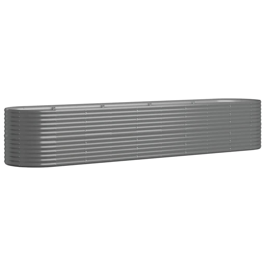 Strat înălțat grădină gri 368x80x68cm oțel vopsit electrostatic