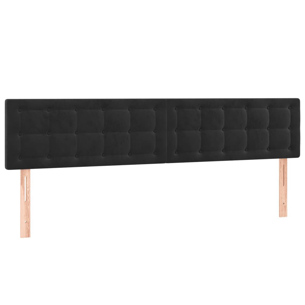 Tăblii de pat, 2 buc, negru, 90x5x78/88 cm, catifea