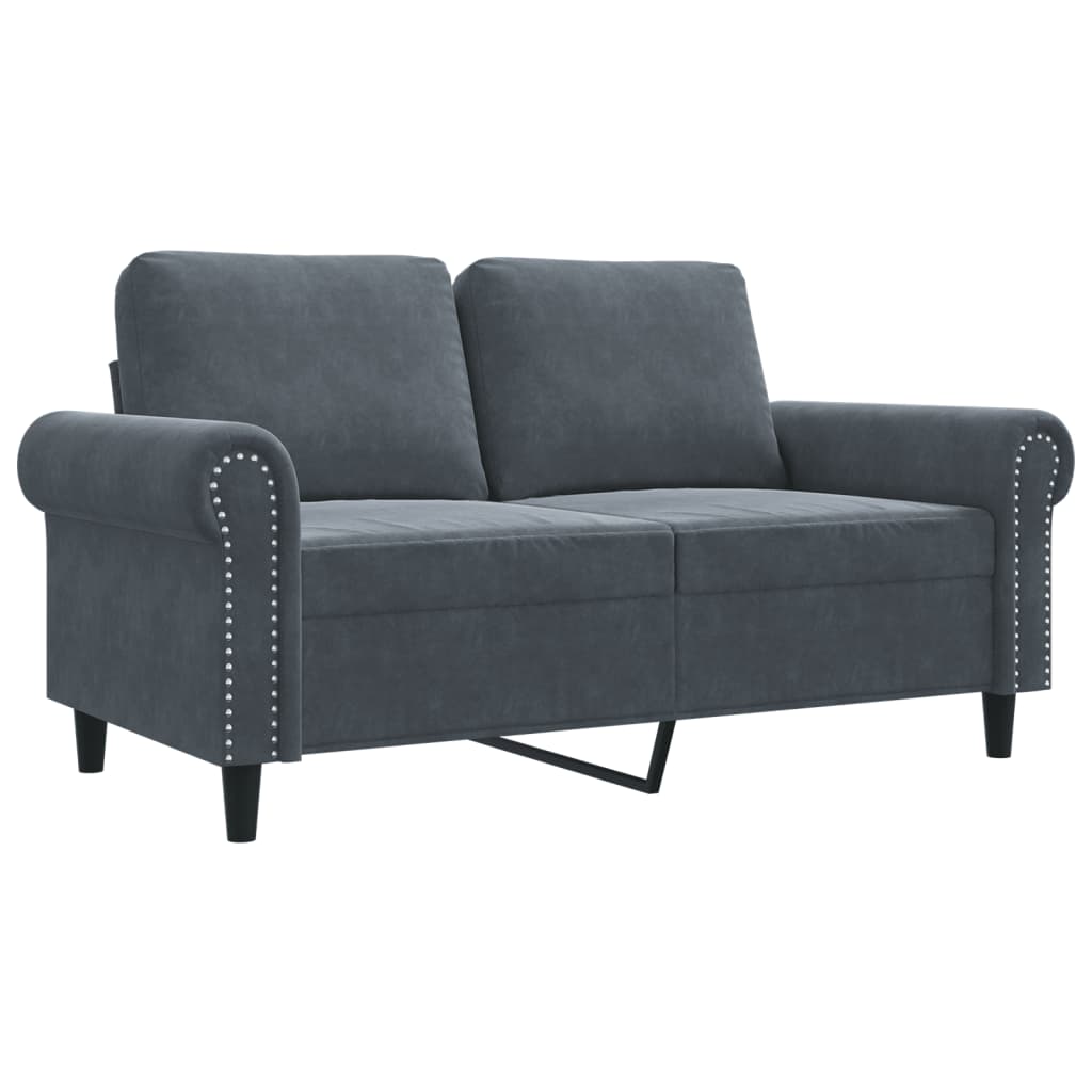 Canapea cu 2 locuri, gri închis, 120 cm, catifea