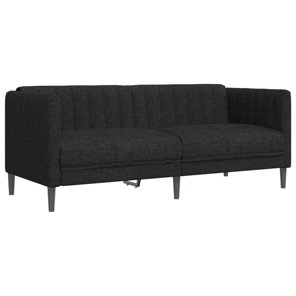 Canapea, 2 locuri, negru, material textil