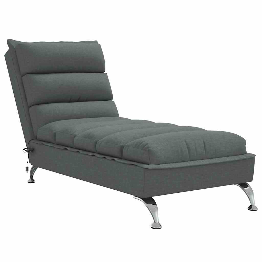 Sezlong de masaj cu perne gri deschis material textil