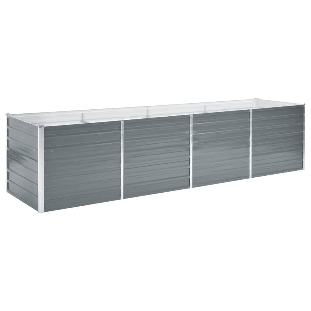 Strat înălțat de grădină, gri, 320x80x77 cm, oțel galvanizat