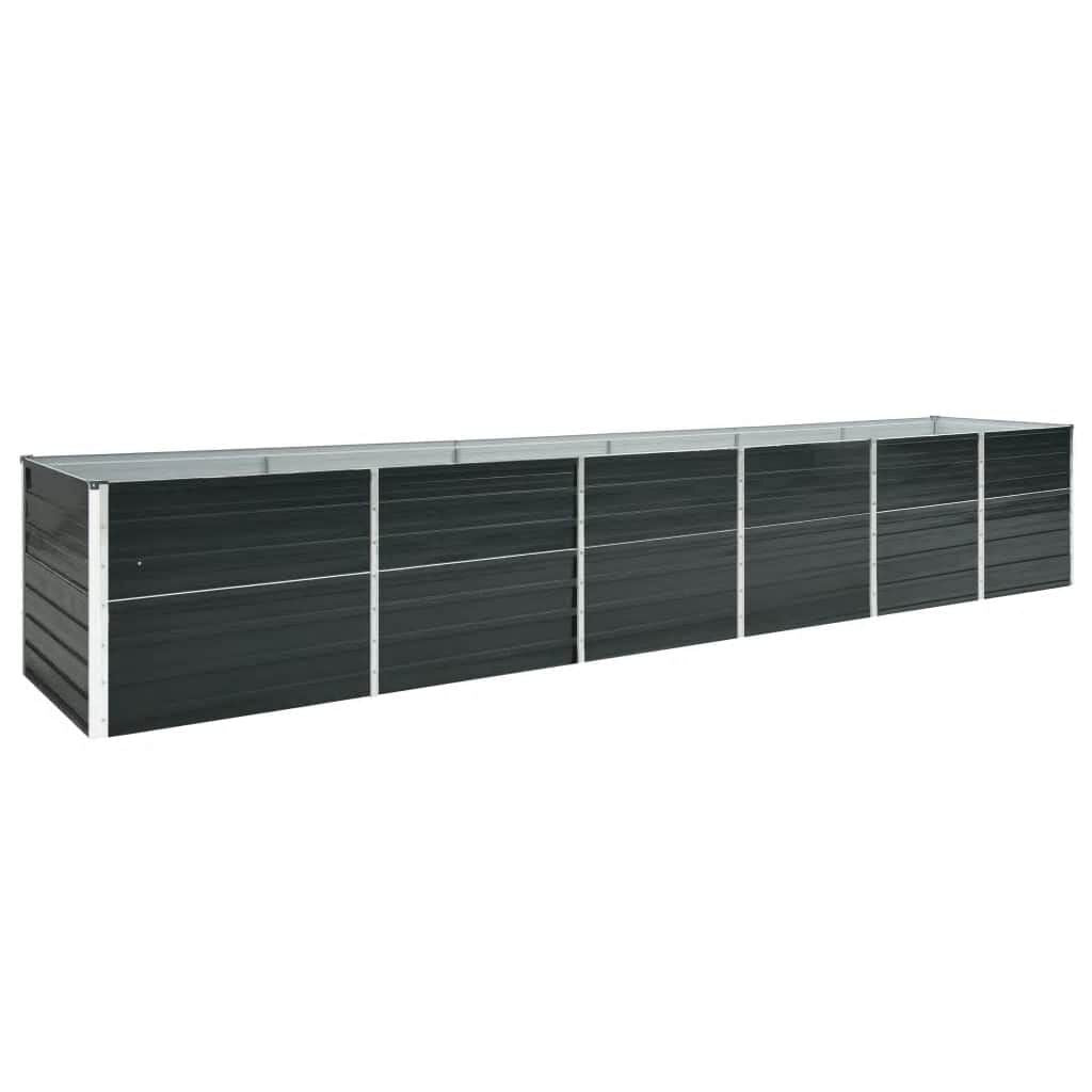 Strat înălțat grădină, antracit, 480x80x77 cm, oțel galvanizat