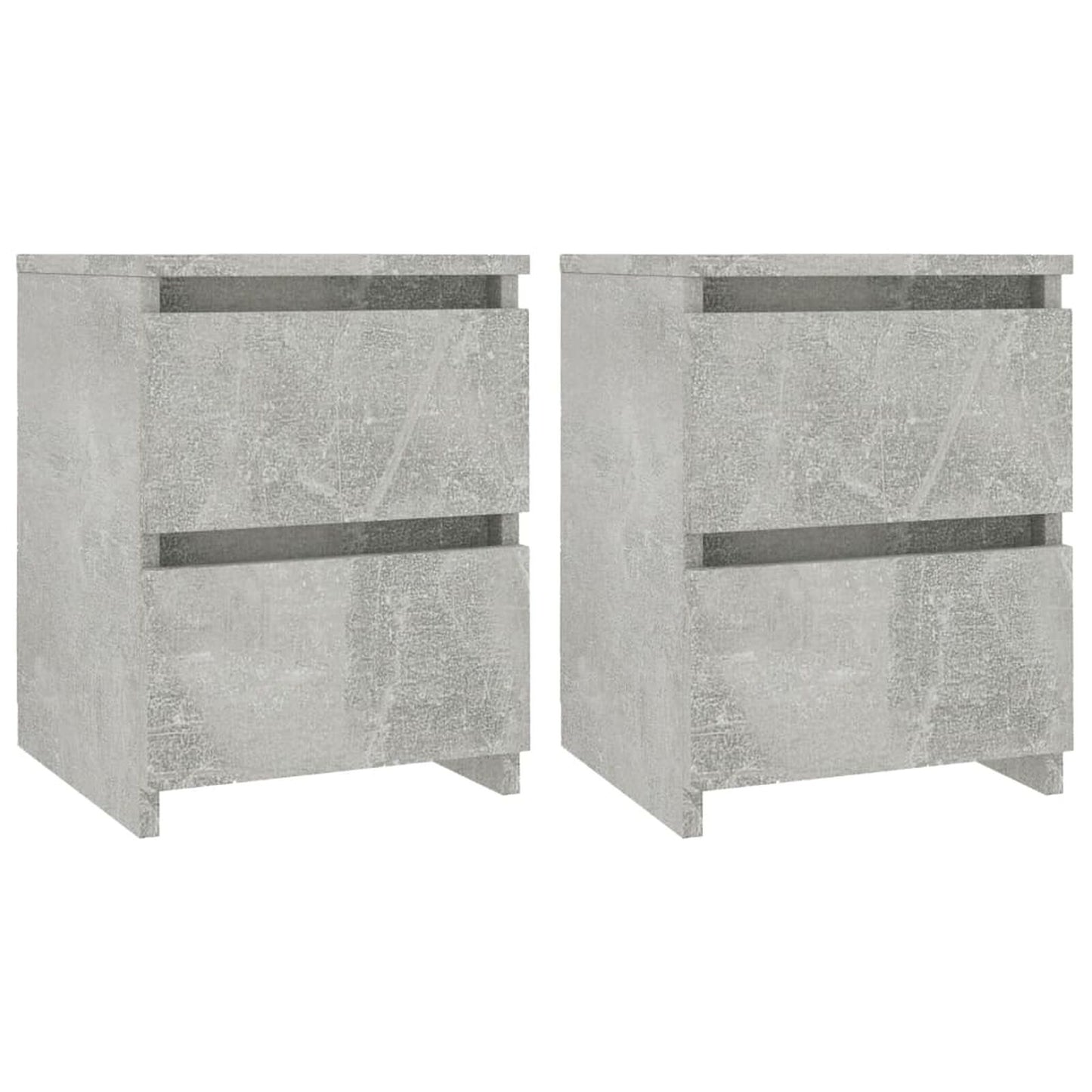 Noptiere, 2 buc., gri beton, 30x30x40 cm, lemn prelucrat