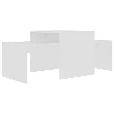 Set măsuțe de cafea, alb, 100x48x40 cm, lemn prelucrat