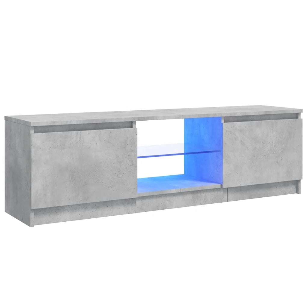 Comodă TV cu lumini LED, gri beton, 120x30x36 cm