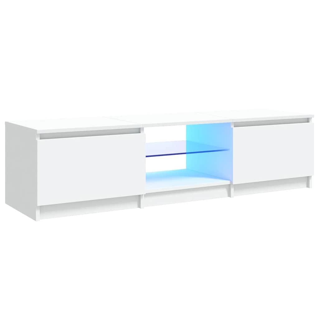 Comodă TV cu lumini LED, alb, 140x40x35,5 cm