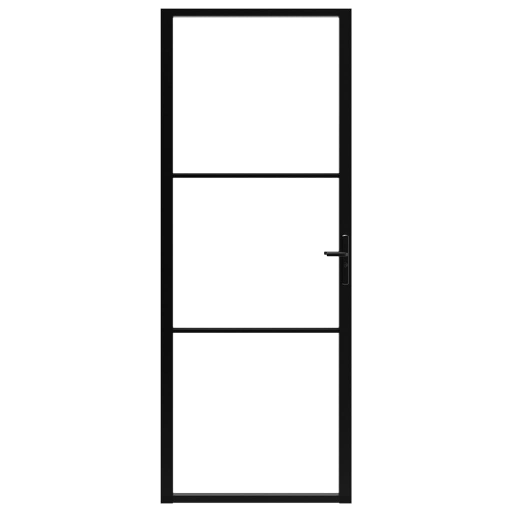 Ușă de interior, negru, 76x201,5 cm, sticlă ESG și aluminiu