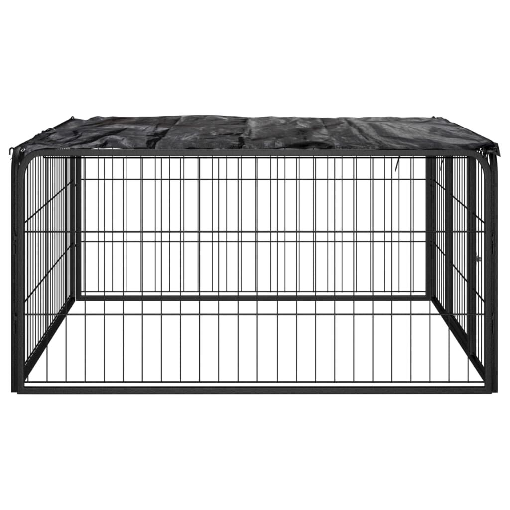 Padoc pentru câini cu 4 panouri, negru, 100x50 cm, oțel