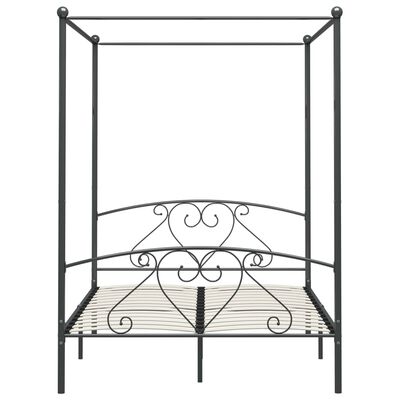 Cadru de pat cu baldachin, gri, 160 x 200 cm, metal