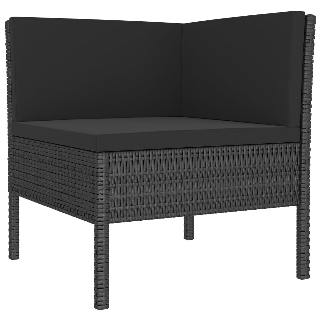 Set mobilier de grădină cu perne, 2 piese, negru, poliratan