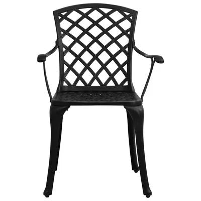 Set mobilier bistro, 3 piese, negru, aluminiu turnat