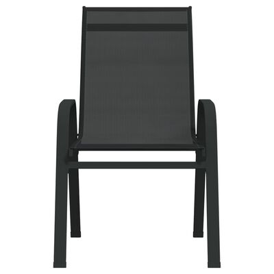 Scaune de grădină stivuibile, 2 buc., negru, textilenă