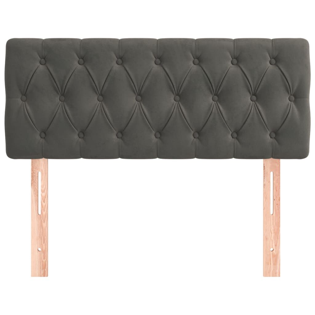 Tăblie de pat, gri închis, 90x7x78/88 cm, catifea