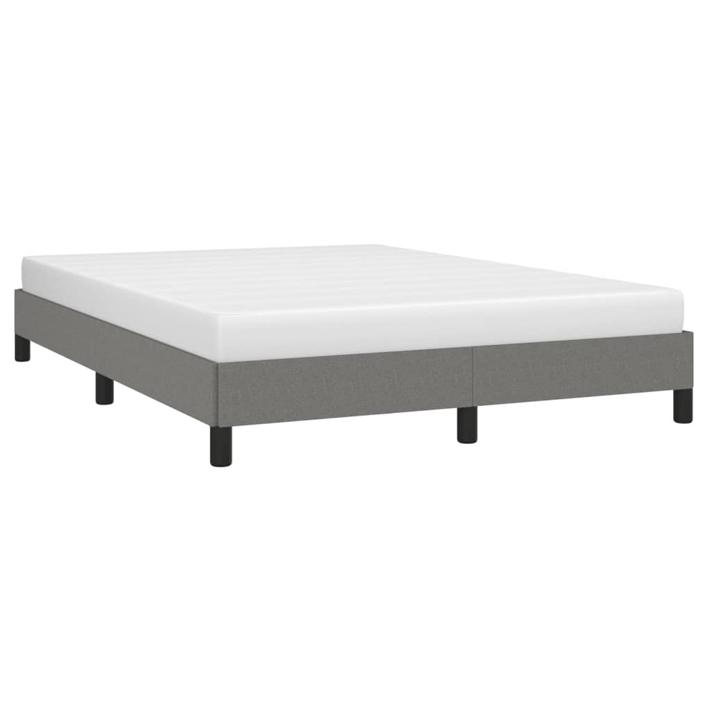 Cadru de pat fără saltea, gri închis, 140x190 cm, textil