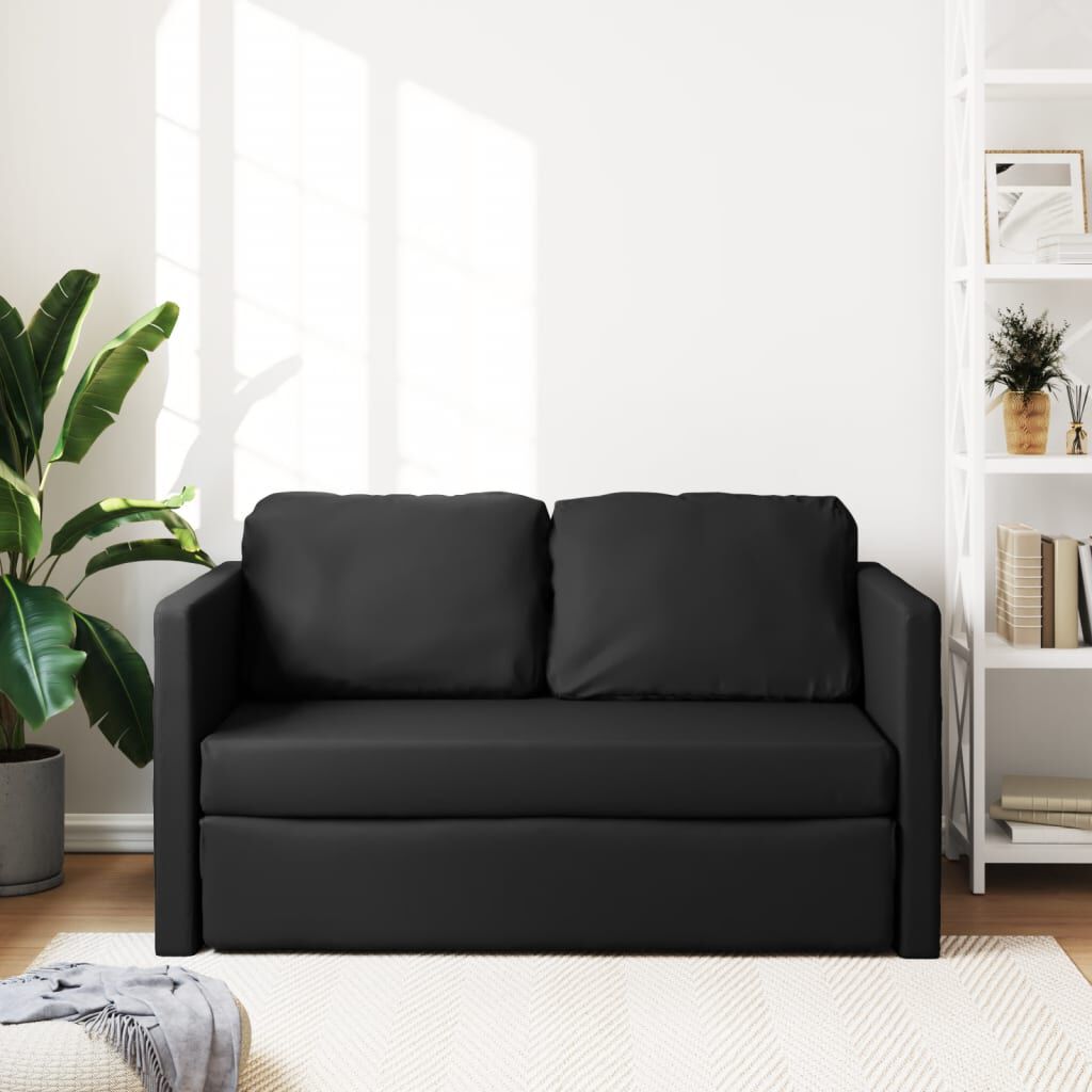 Canapea extensibilă 2 în 1, negru, 112x174x55cm piele ecologică
