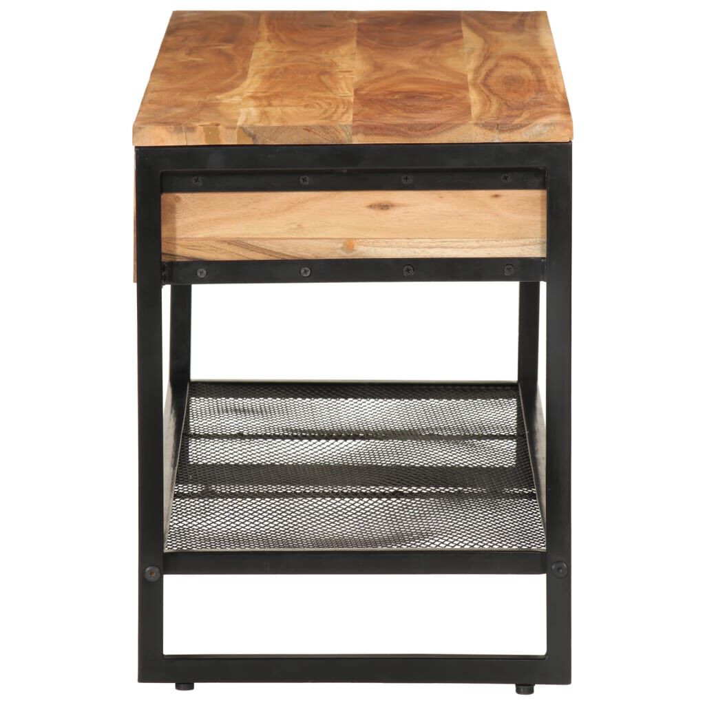 Bancă de pantofi, 110x35x45 cm, lemn masiv de acacia și fier