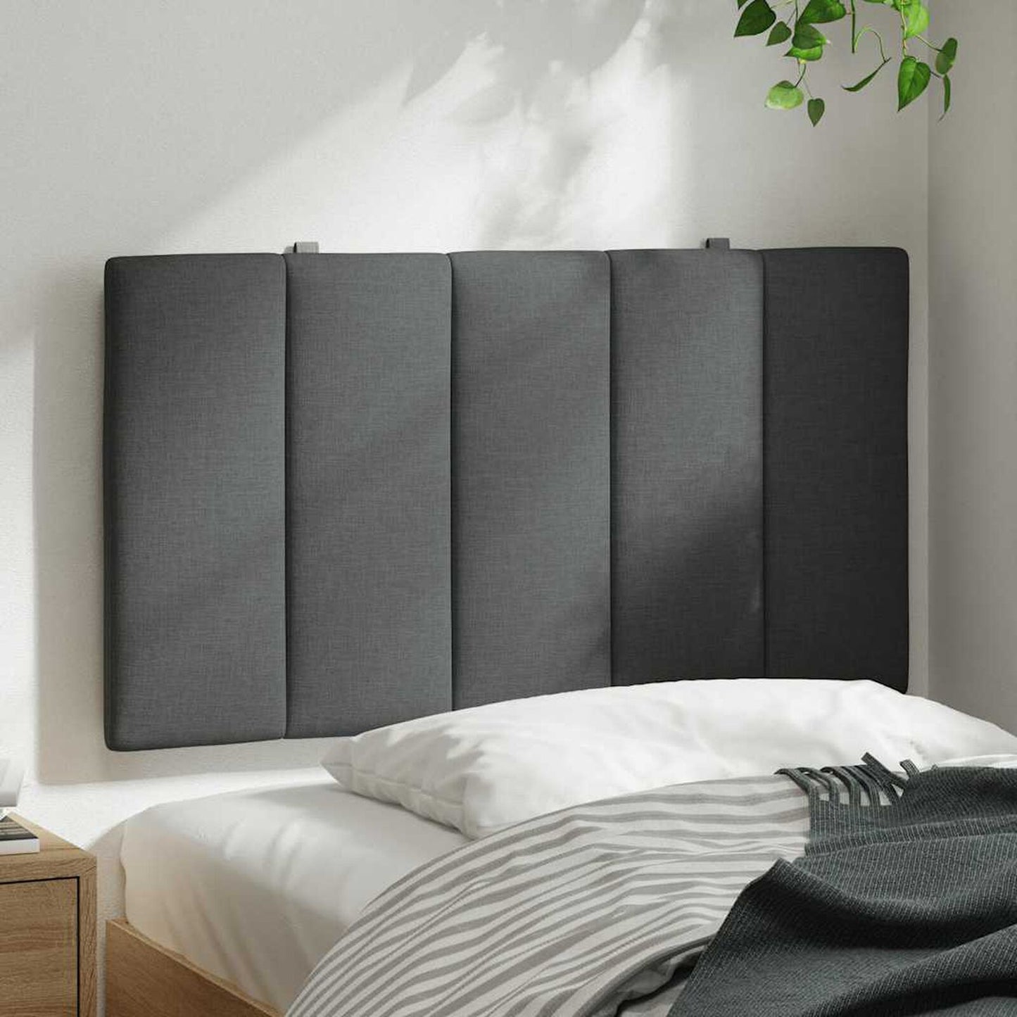 Pernă pentru tăblie de pat, gri închis, 80 cm, material textil