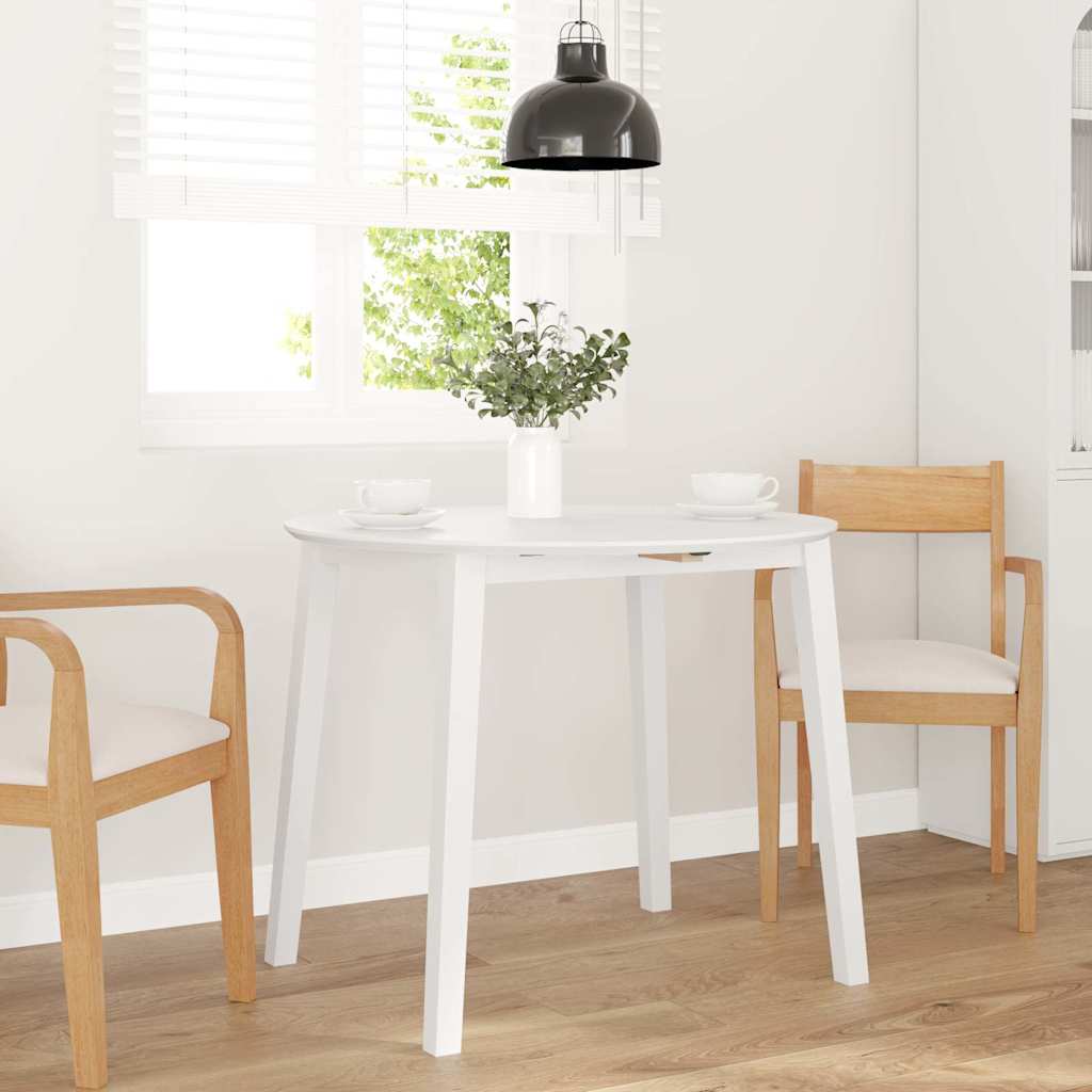 Masa de sufragerie alb din lemn masiv cauciuc