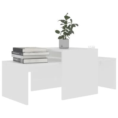 Set măsuțe de cafea, alb, 100x48x40 cm, lemn prelucrat