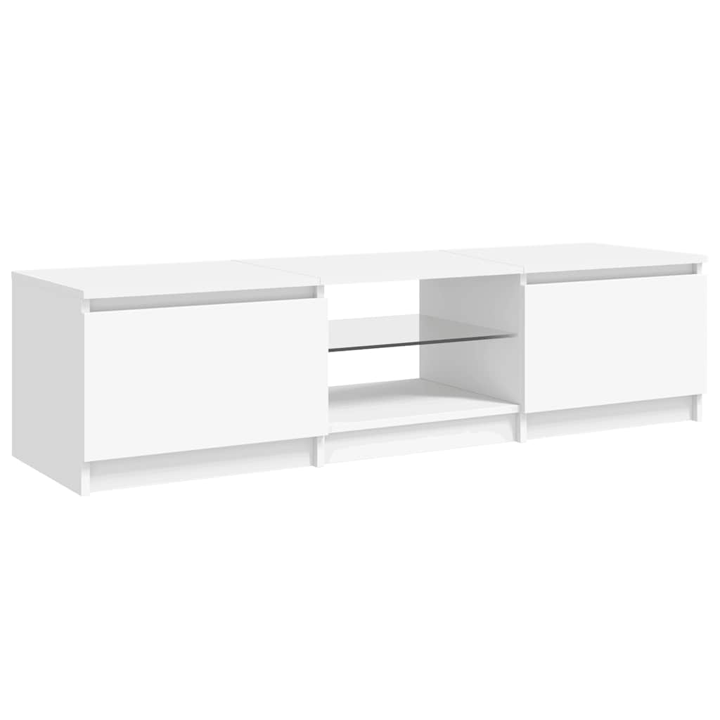 Comodă TV cu lumini LED, alb, 140x40x35,5 cm