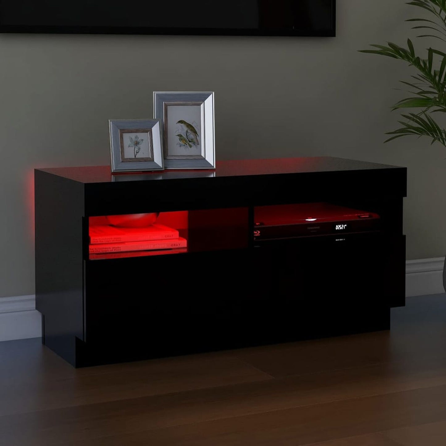 Comodă TV cu lumini LED, negru, 80x35x40 cm