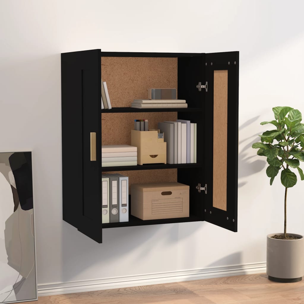 Dulap de perete, negru, 69,5x32,5x90 cm, lemn prelucrat