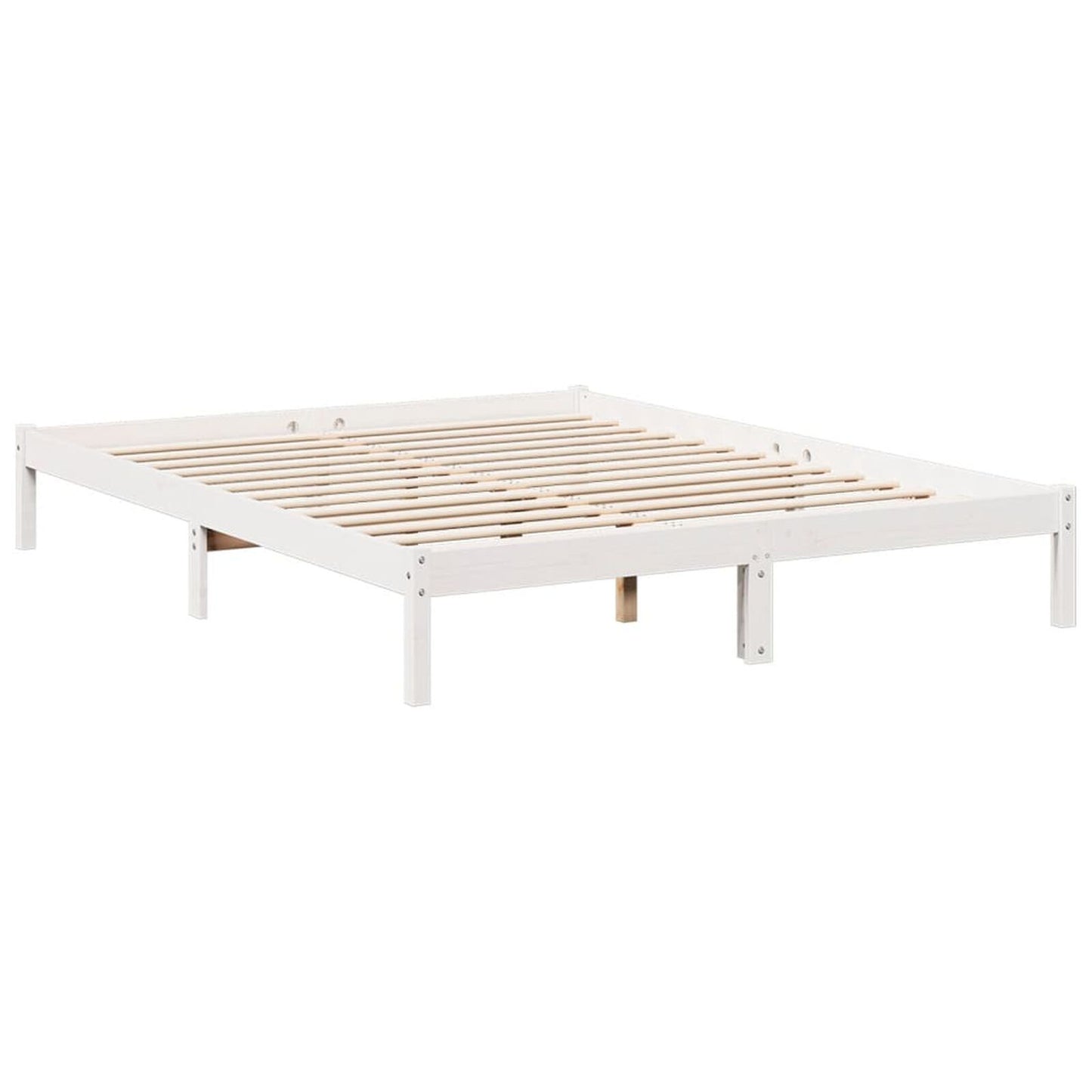 Cadru pat foarte lung fără saltea alb 160x220 cm lemn masiv pin