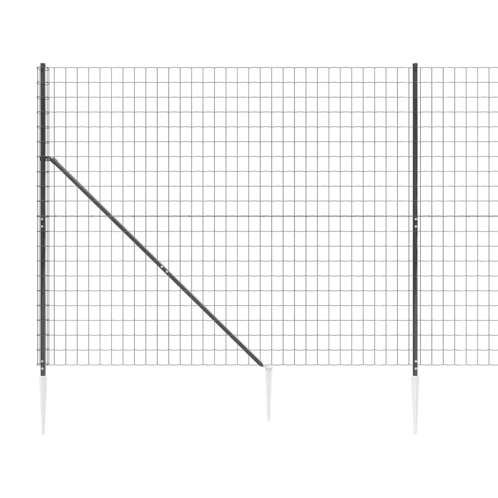 Gard plasă de sârmă cu țăruși de fixare, antracit, 1,8x10 m