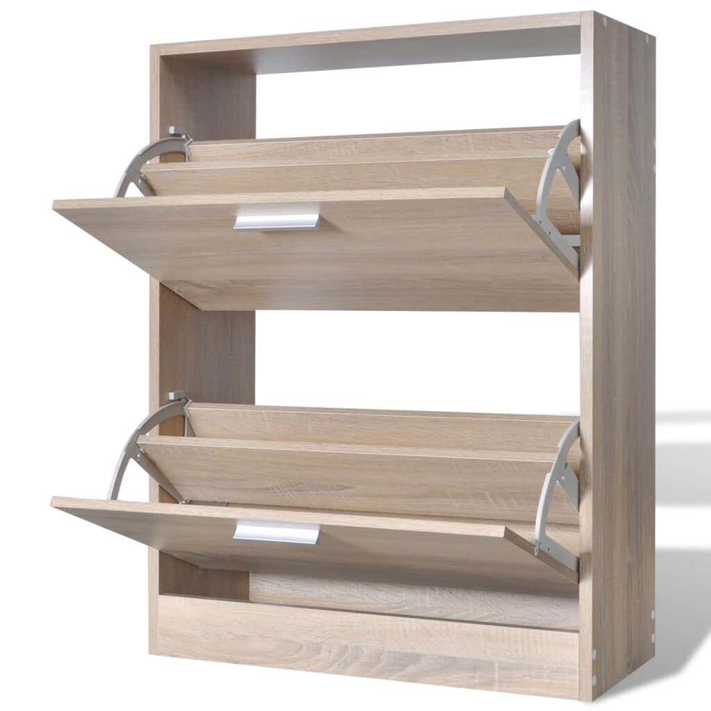 Pantofar cu 2 compartimente, lemn, aspect de stejar