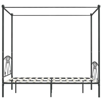 Cadru de pat cu baldachin, gri, 160 x 200 cm, metal