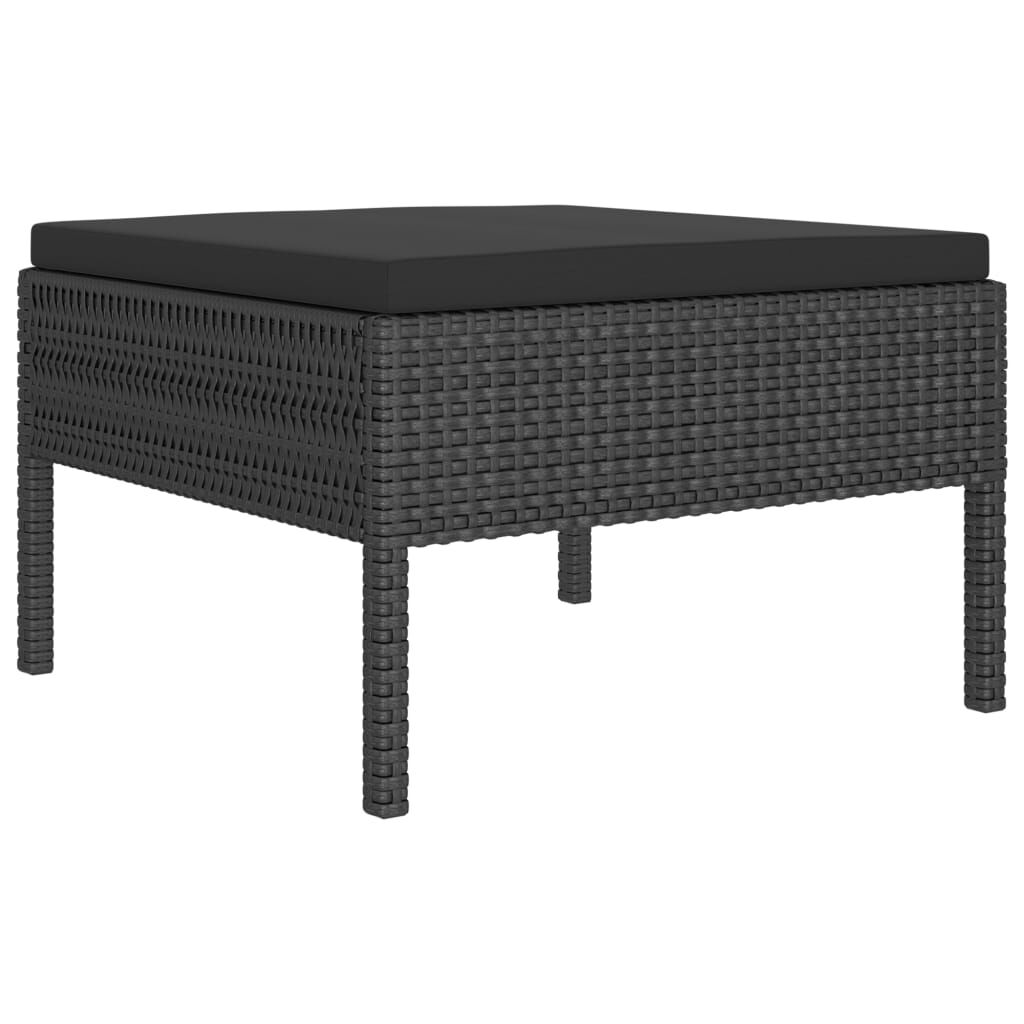 Set mobilier de grădină cu perne, 2 piese, negru, poliratan