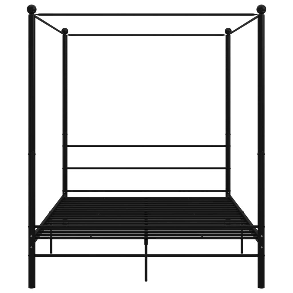 Cadru de pat cu baldachin, negru, 160x200 cm, metal